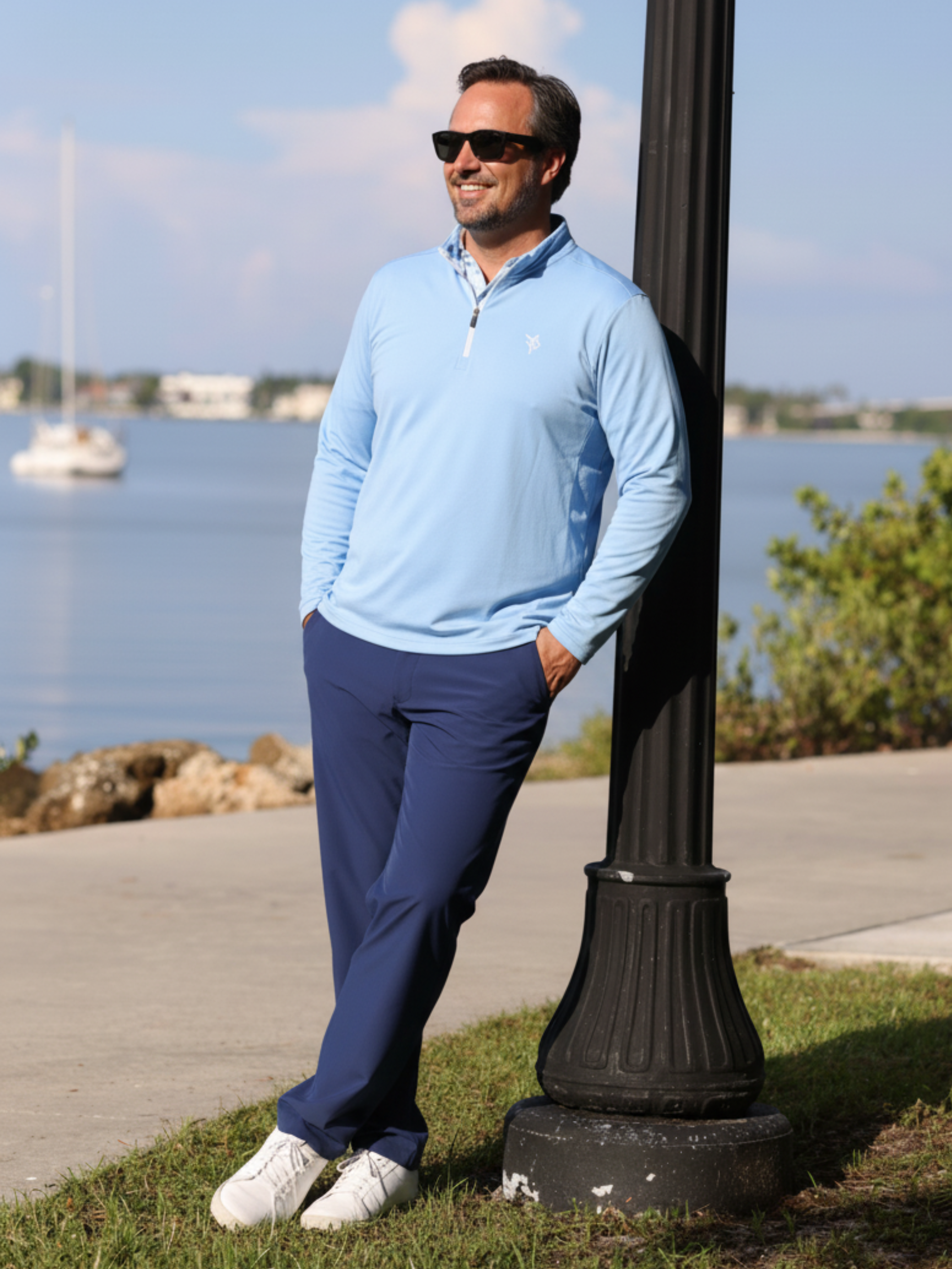 Navy White Water Life Freeport Pant, versatile performance pants with a comfortable fit and functional design for active wear.