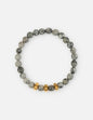 Stone bracelet with Faith Hope Love charms by Elevated Faith, featuring smooth stones and meaningful engraved symbols.