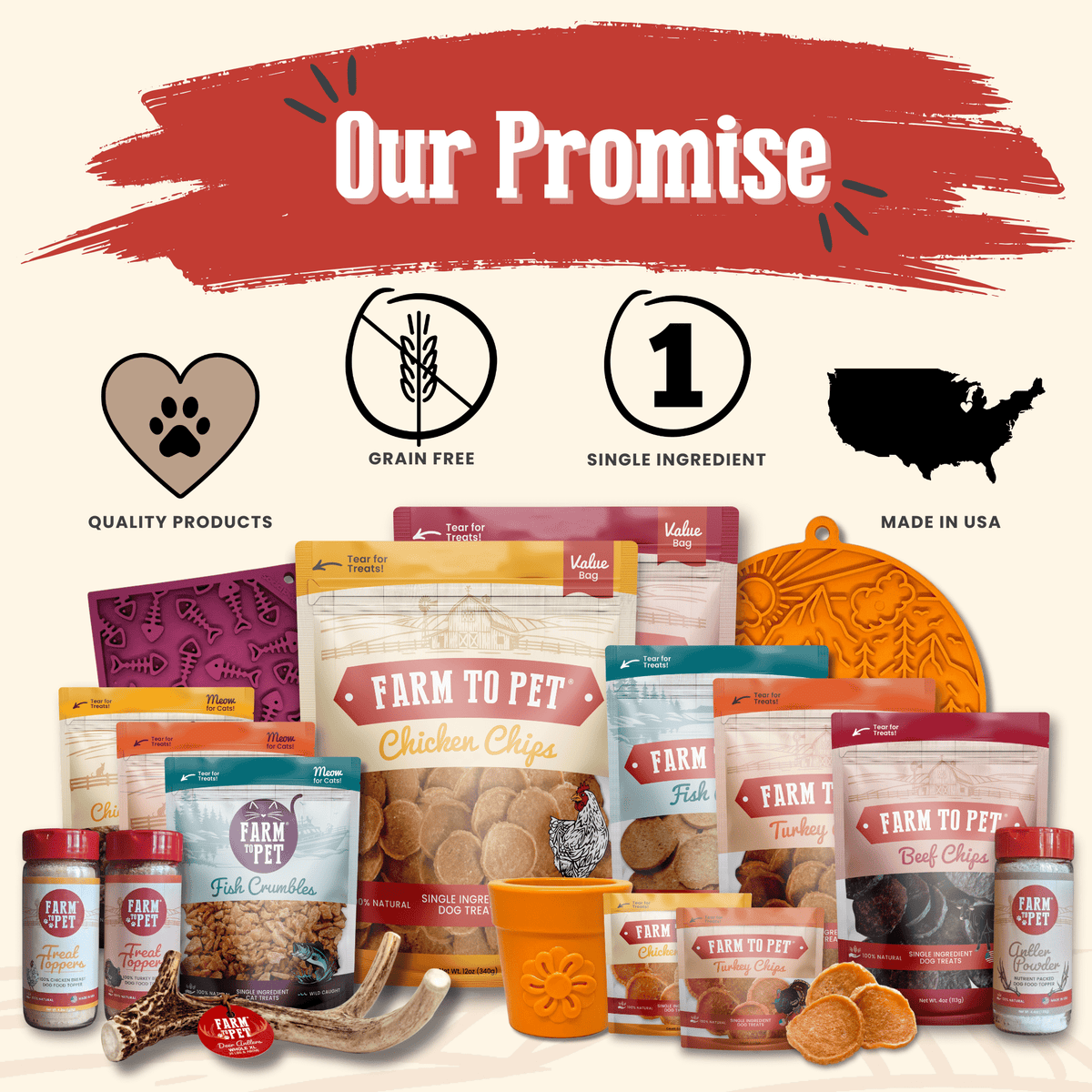All-natural chicken chips for dogs from Farm To Pet, single-ingredient dog treats in chip form on a white background.