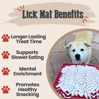 Farm To Pet large red heart-shaped dog lick mats with textured surfaces for dogs