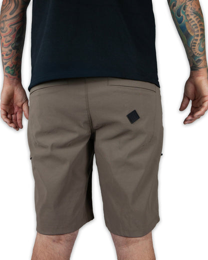 Off The Grid Surplus Field Shorts in Deadwood color, casual outdoor shorts with rugged fabric and functional pockets.
