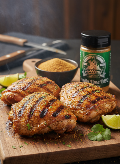 Hi-West Tequila Lime BBQ seasoning jar from the Seasonings & Spices category, with a vibrant label and branding.