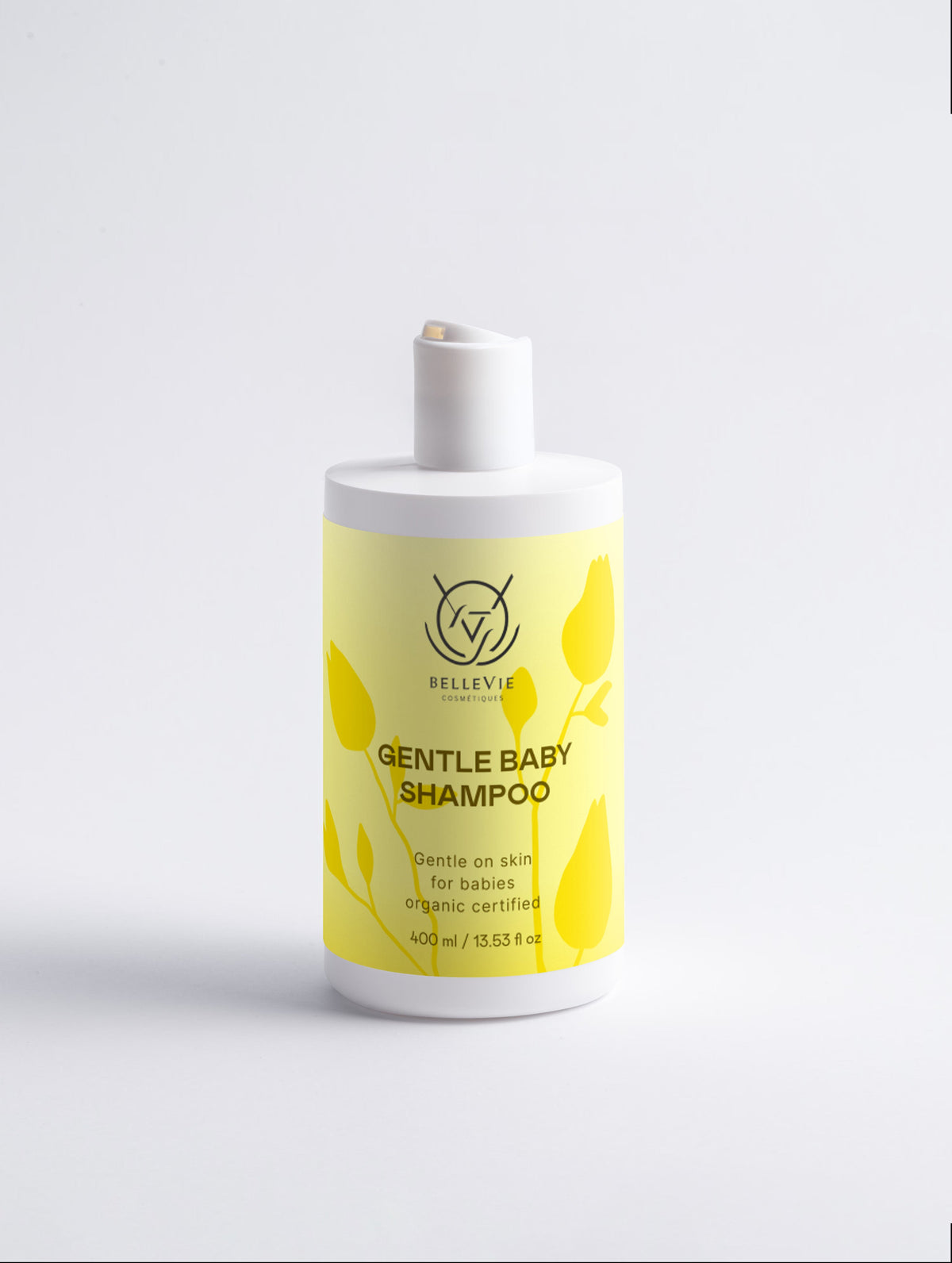 Gentle baby shampoo by Belleviecosmetic, organic tear-free shampoo for sensitive skin and newborn hair care.