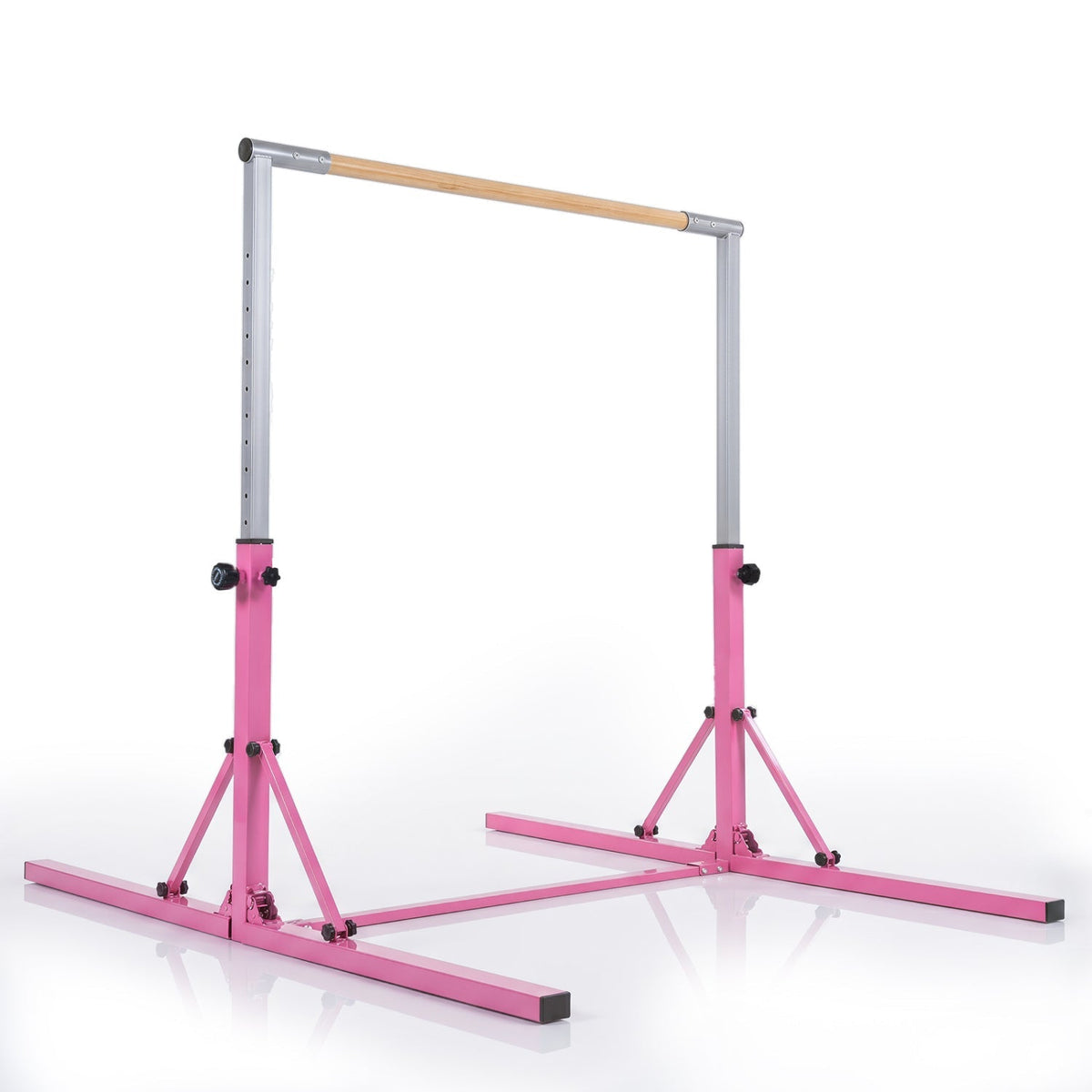 Foldable GBruno Store gymnastics bar for kids ages 3+ with adjustable height from 35.5 to 59 inches, designed for safe indoor use.
