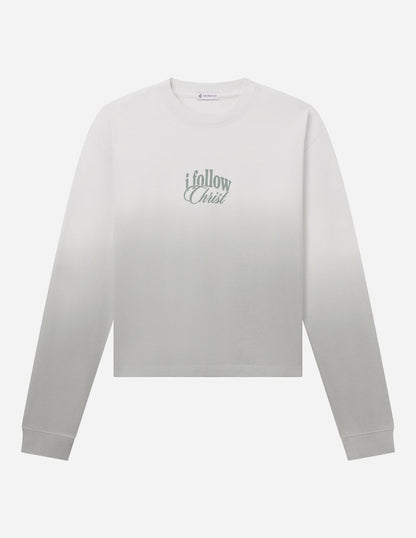 Elevated Faith Follow Christ LS Heavyweight T-shirt with printed design, featuring long sleeves and comfortable fit.