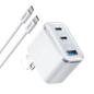Anker Nano Charger with 70W power and three USB ports for fast charging multiple devices simultaneously.