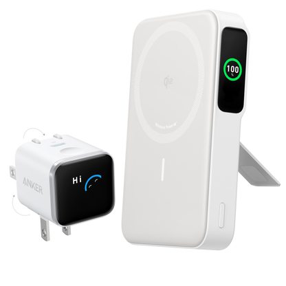 Anker MagGo 10K Power Bank showing a sleek black portable charger with magnetic attachment for smartphones and devices