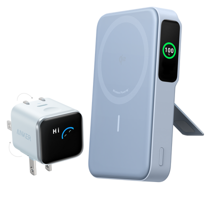 Anker MagGo 10K Power Bank showing a sleek black portable charger with MagSafe magnetic connection capability.