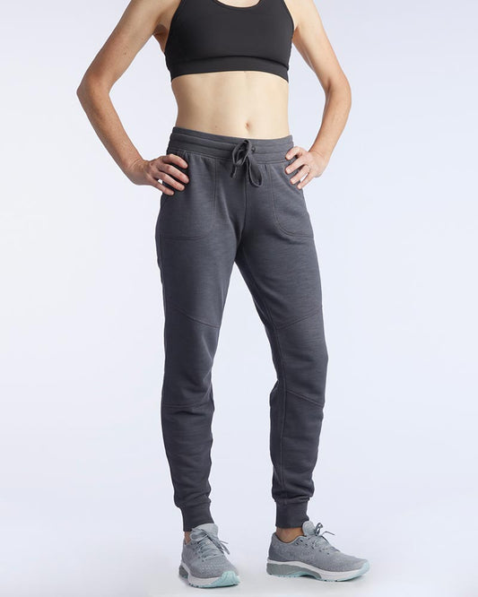 Goal Five Freasy Jogger in carbon color, lifestyle image showing comfortable casual joggers with a relaxed fit and stylish design.