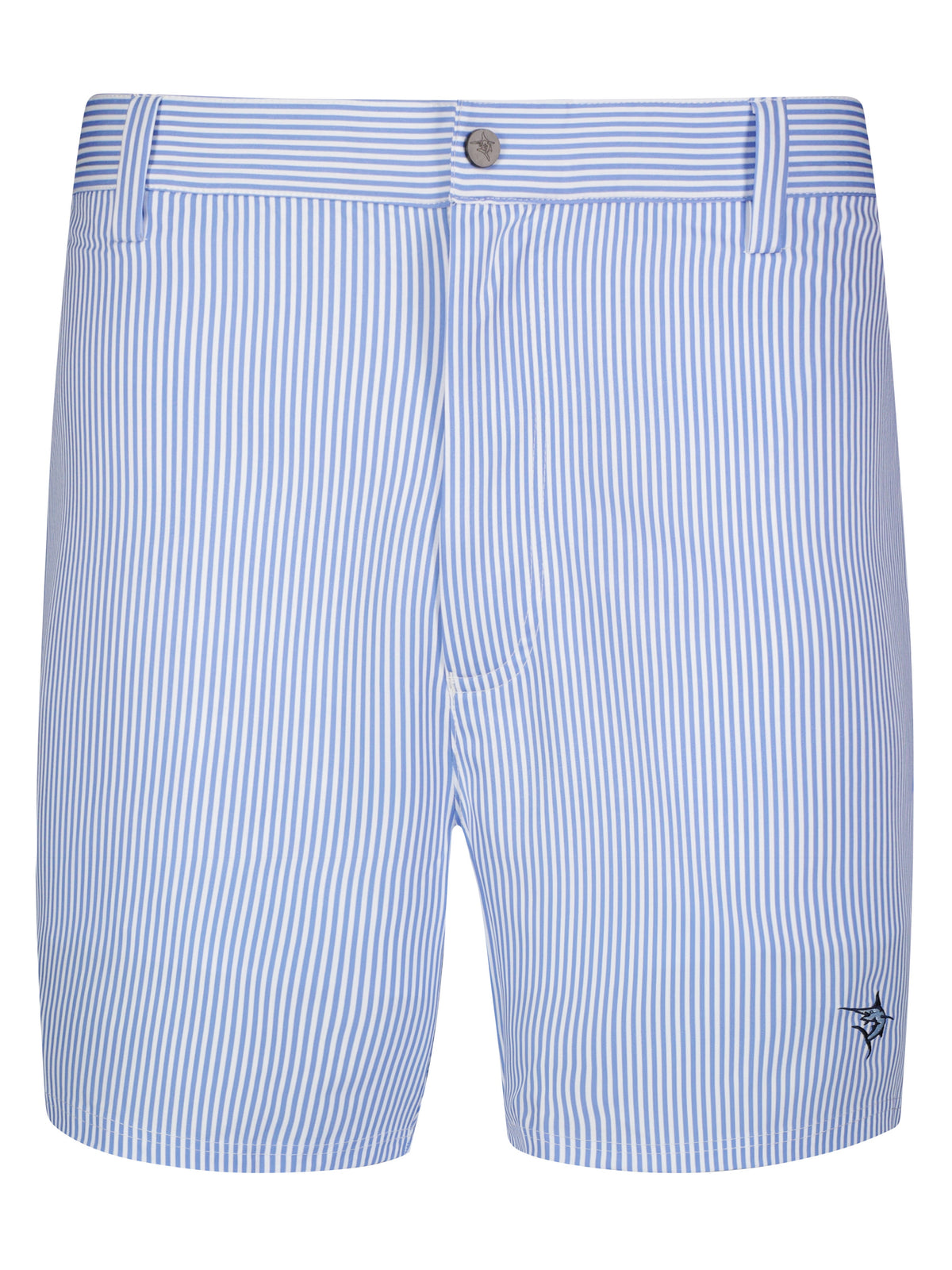 Blue seersucker Freeport shorts by White Water Life, lightweight and casual for effortless summer style.