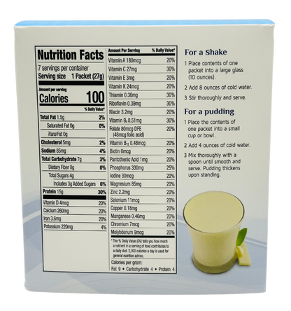 AmBari Nutrition French Vanilla Shake box featuring a creamy vanilla flavor and shake product packaging.