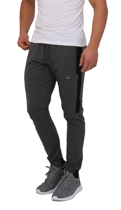 Dark grey SCR Sportswear Infinite Flex Tall Fit men's joggers sweatpants with front view and relaxed fit.