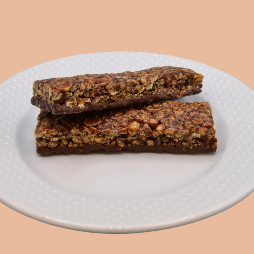 AmBari Nutrition Fudge Graham Bars with chocolate and graham cracker textures, high-protein snack bars for on-the-go energy.