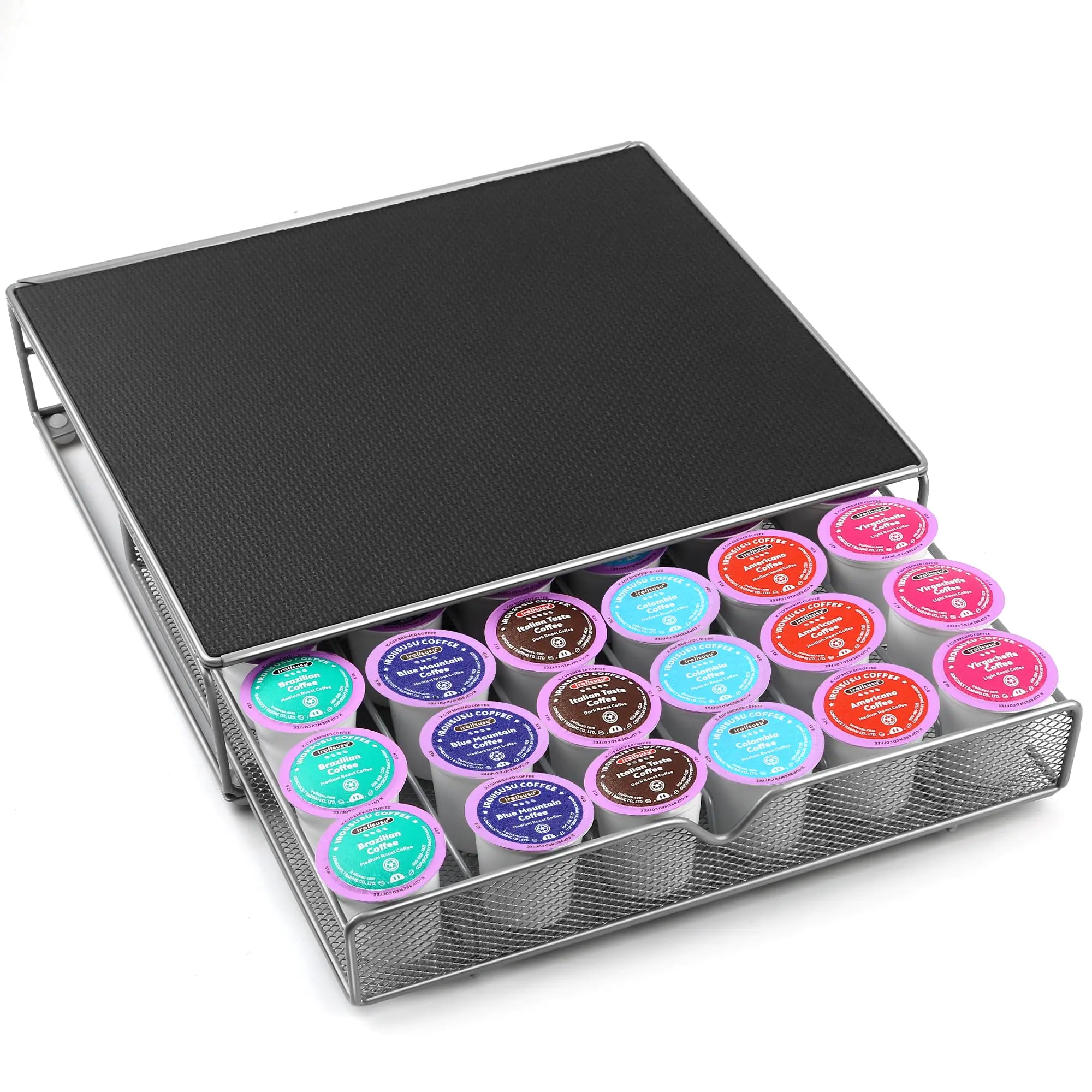 ROWISE Coffee Pod Drawer K-Cup Holder Drawer for 36 Coffee Pods Storage Under Coffee Pot Storage and Sliding Drawer Office or Home Kitchen Counter Organizer