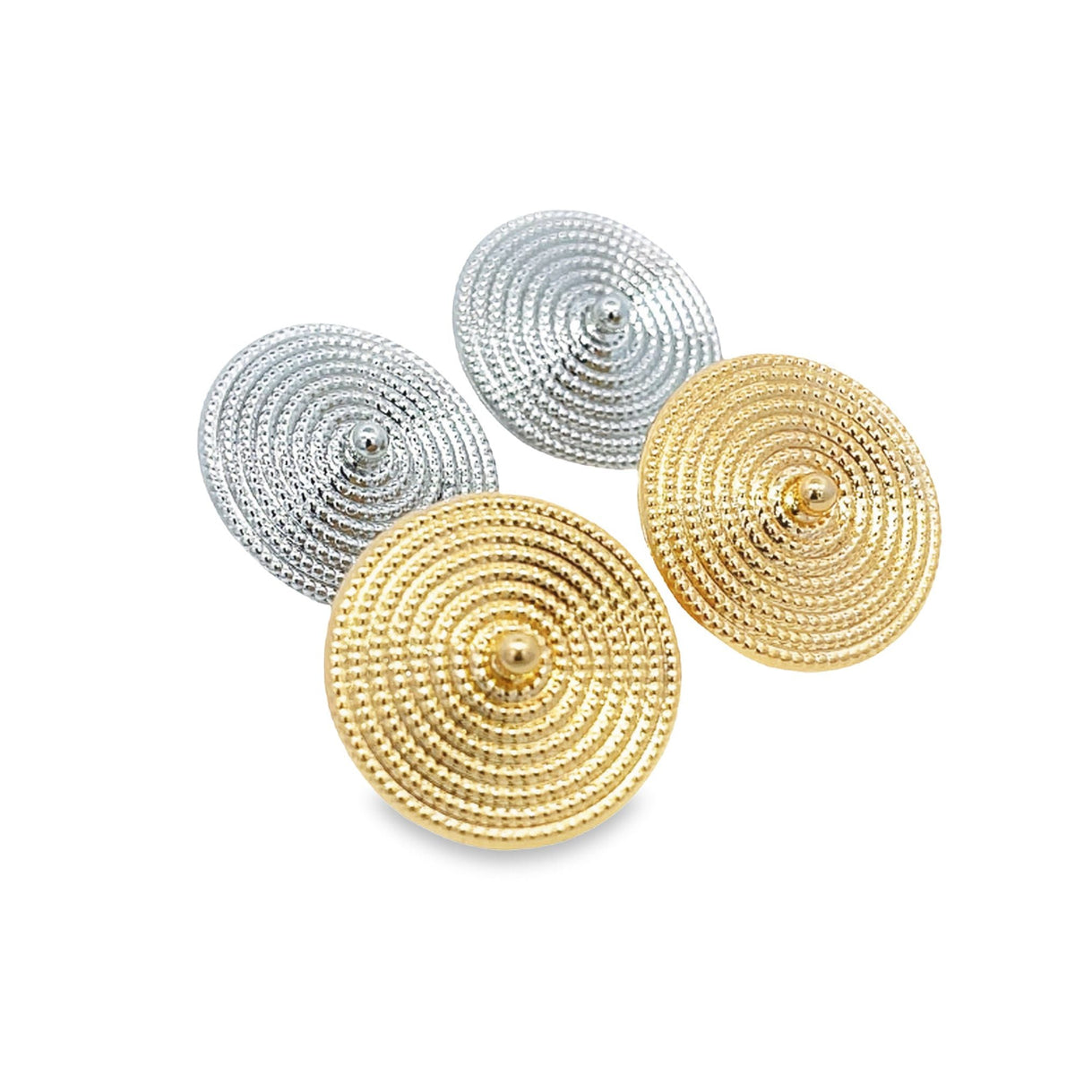 18k gold filled round earrings by MIA Jewelry featuring classic, elegant design and smooth polished finish.
