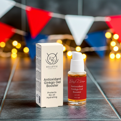 Belleviecosmetic Ginkgo Gel Booster 30ml, hydrating gel with antioxidant-rich ginkgo to revitalize dull skin.