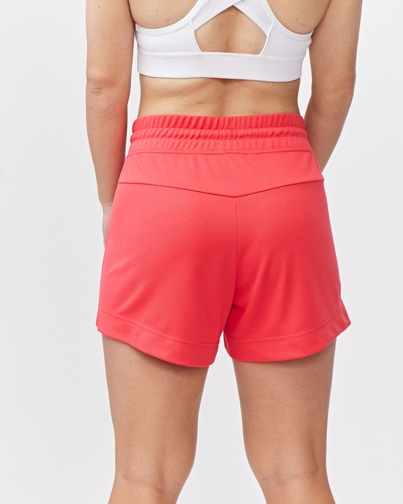 Goal Five G5 Advance 4.5-inch knit shorts in hot coral, featuring a comfortable stretch fabric and casual fit.