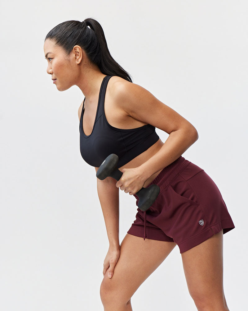 Goal Five G5 Advance 4.5-inch knit shorts in merlot, featuring a comfortable fit and casual style.