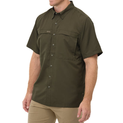 GameGuard Agave Original Shirt, casual men's shirt in green with a detailed agave plant design, front view.