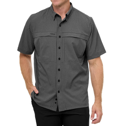 GunMetal TekCheck shirt by GameGuard featuring a modern checkered pattern and tailored fit in a stylish, versatile design.
