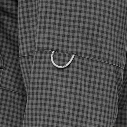 GunMetal TekCheck long sleeve shirt by GameGuard featuring a stylish checkered pattern and button-up design.