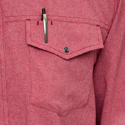 Crimson Pearl Snap Shirt by GameGuard, long sleeve Western-style shirt with pearl snap buttons and button-down collar.