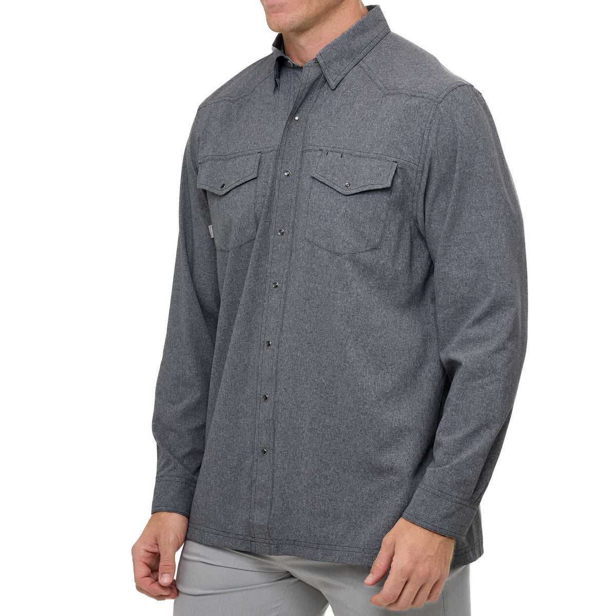 Long sleeve Caviar Pearl Snap Shirt by GameGuard, featuring pearl snap buttons and classic Western style.