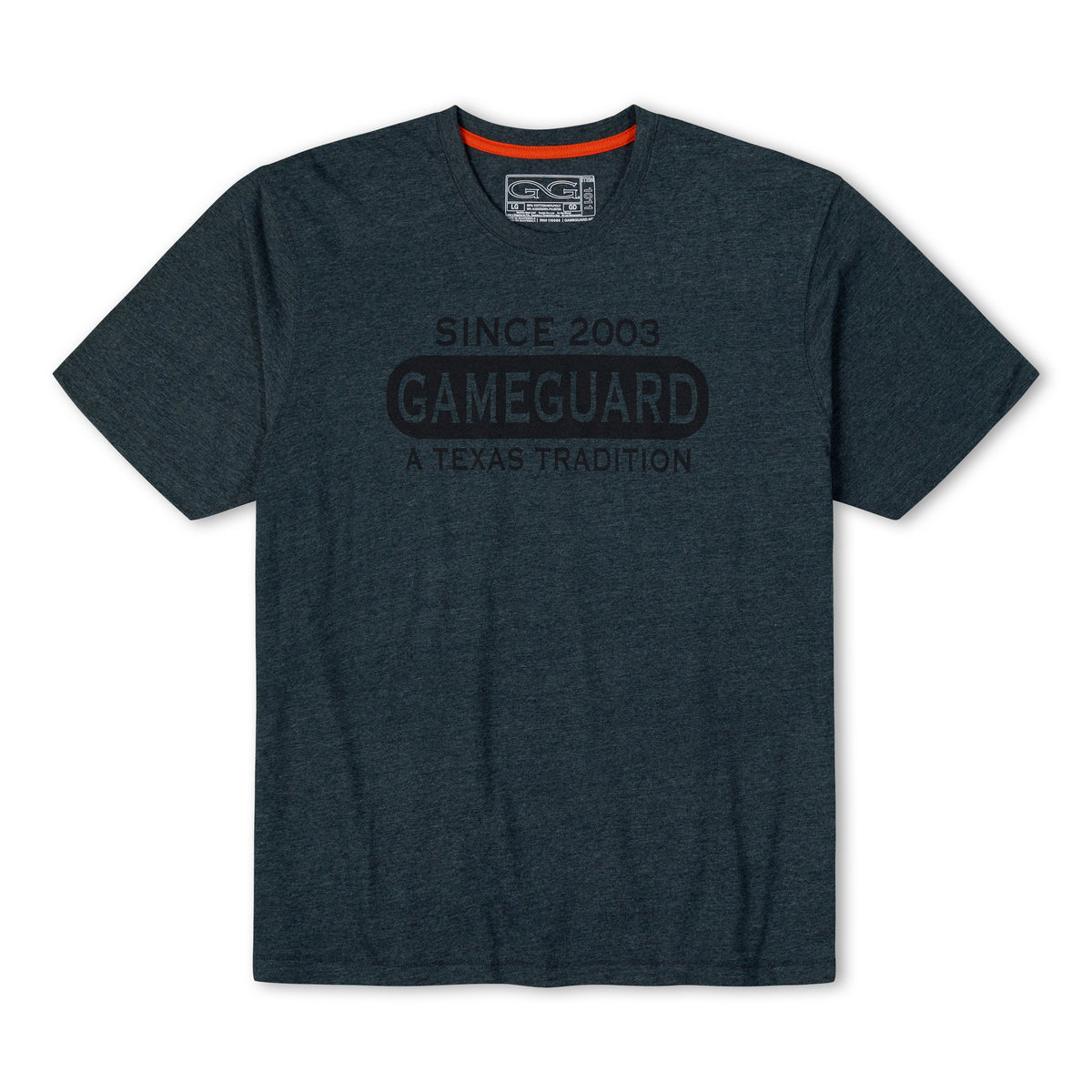Charcoal graphic T-shirt from GameGuard featuring a bold design on the front, casual fit, and soft cotton fabric.