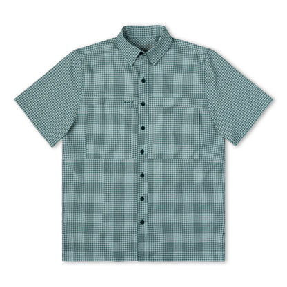 Mallard TekCheck shirt by GameGuard featuring a classic checkered pattern in blue and white, casual button-up design.