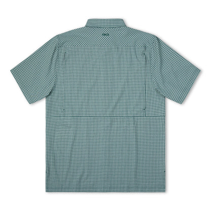 Mallard TekCheck Shirt by GameGuard, featuring a plaid pattern, button-up front, and long sleeves, shown on a hanger.