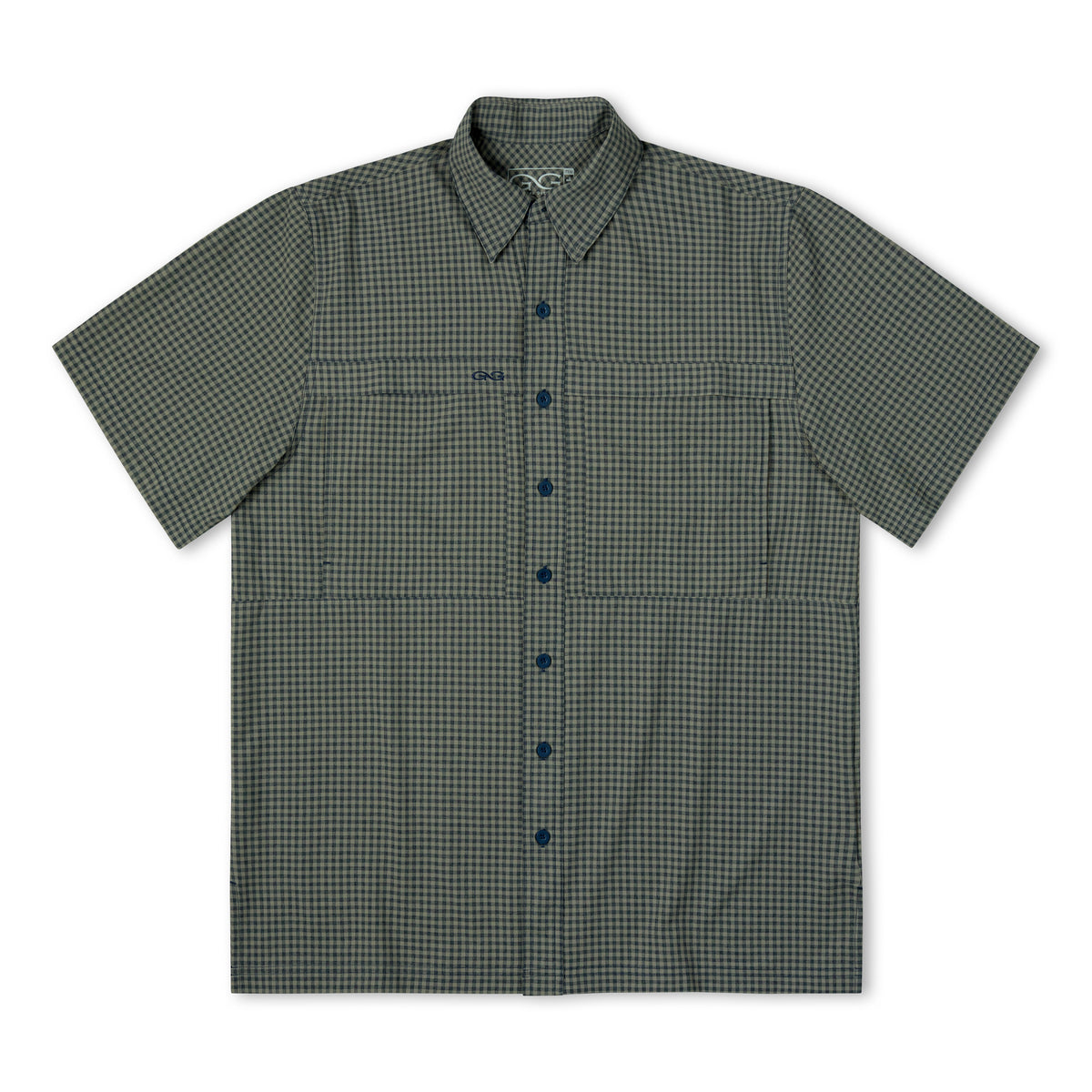 Mesquite TekCheck Shirt by GameGuard, men's casual shirt with a checkered pattern in earthy tones, front button closure.
