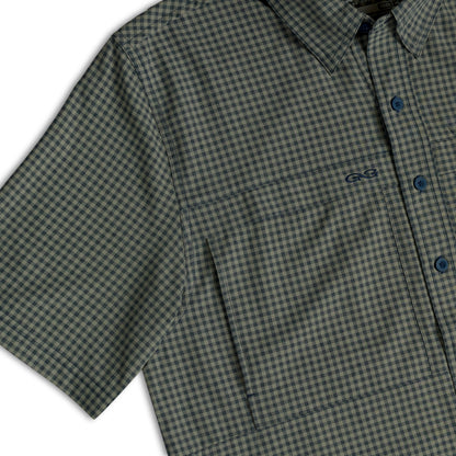 Mesquite TekCheck Shirt by GameGuard featuring a black and white checkered pattern, casual button-up design, and comfortable fit.