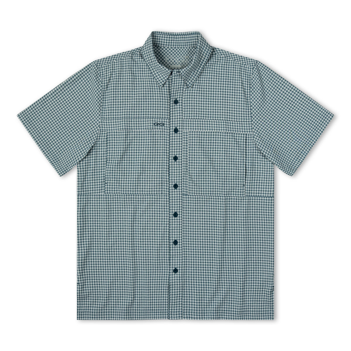 GameGuard Oceanic TekCheck Shirt in blue and white with a checkered pattern, casual fit, and button-down front.