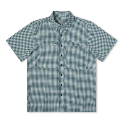 GameGuard Oceanic TekCheck Shirt in blue and white with a checkered pattern, casual fit, and button-down front.