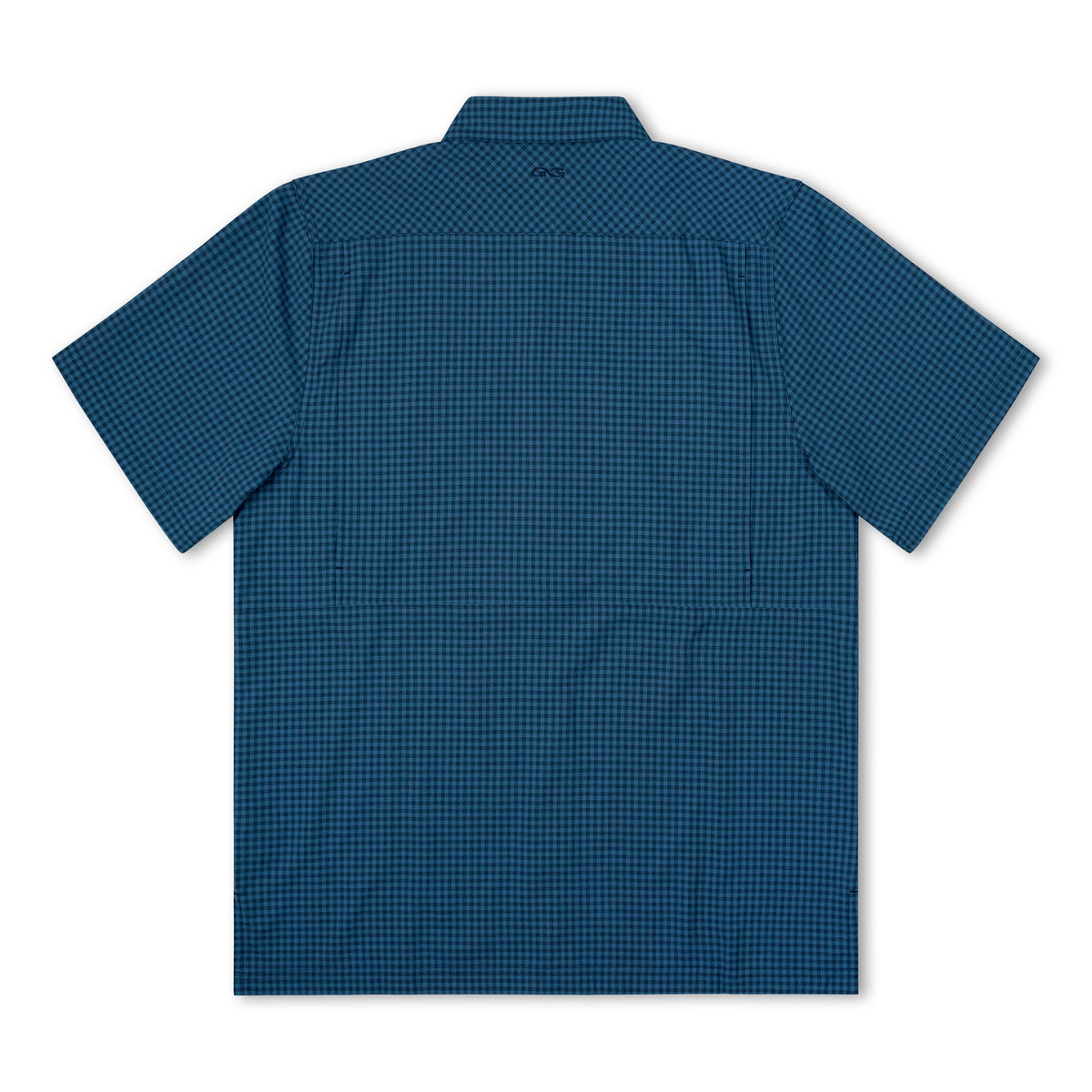 Slate TekCheck shirt by GameGuard, men's casual button-up with a plaid pattern, featuring a classic collar and long sleeves.
