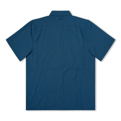 Slate TekCheck shirt by GameGuard, men's casual button-up with a plaid pattern, featuring a classic collar and long sleeves.
