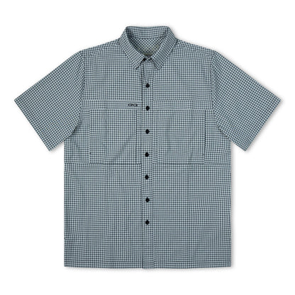 White TekCheck shirt by GameGuard featuring a classic checkered pattern and a comfortable fit.