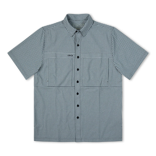 White TekCheck shirt by GameGuard featuring a classic checkered pattern and a comfortable fit.