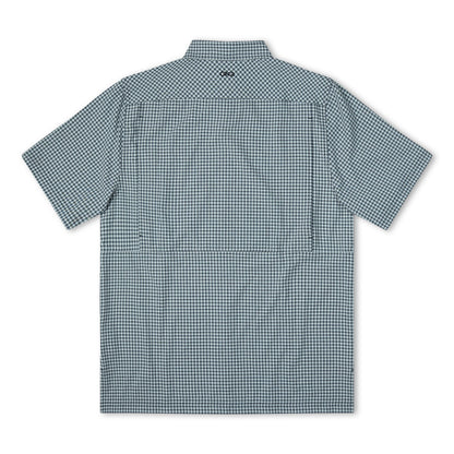 White TekCheck shirt from GameGuard featuring a classic checkered pattern and button-up design.