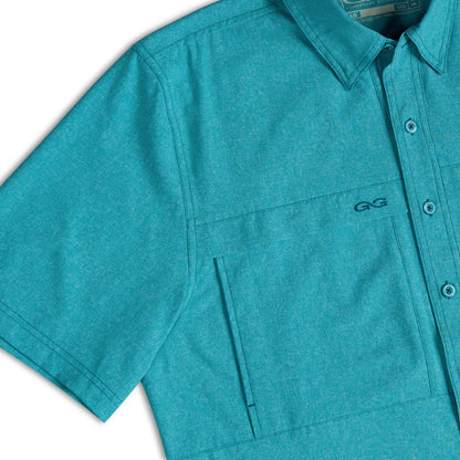 Mahi MicroTek Shirt by GameGuard, lightweight athletic shirt with breathable fabric and subtle Mahi design, front view.