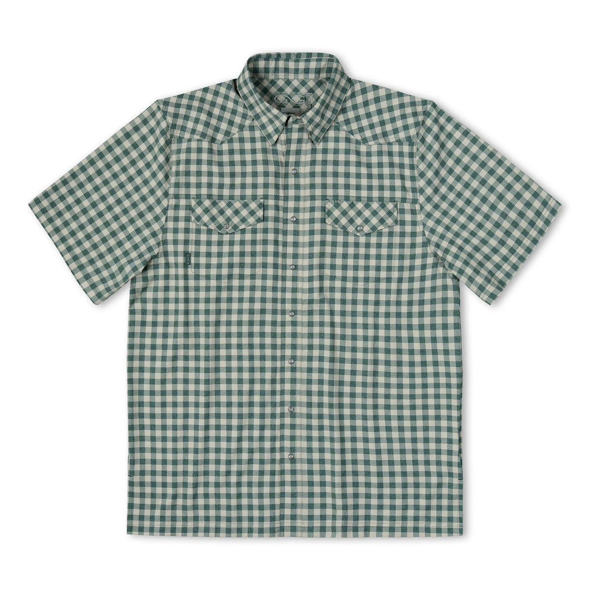GameGuard Ironwood Pearl Snap Shirt, men's western-style shirt with pearl snap closures and plaid pattern, front view.