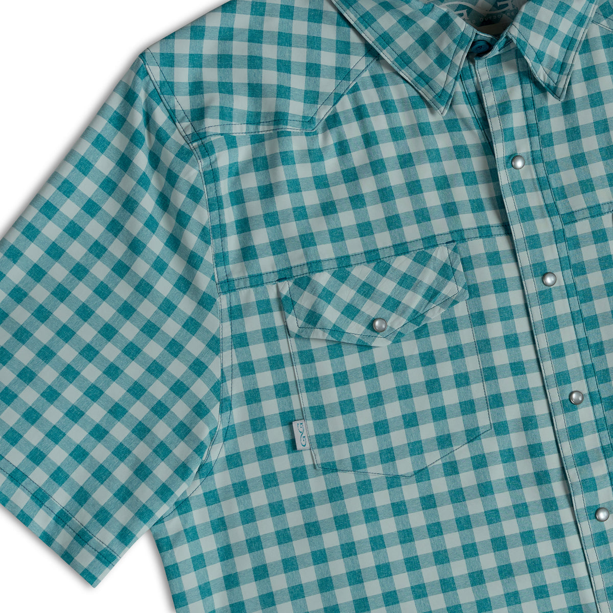 Mahi Pearl Snap Shirt by GameGuard, featuring classic pearl snap buttons and a stylish pattern for casual Western wear.