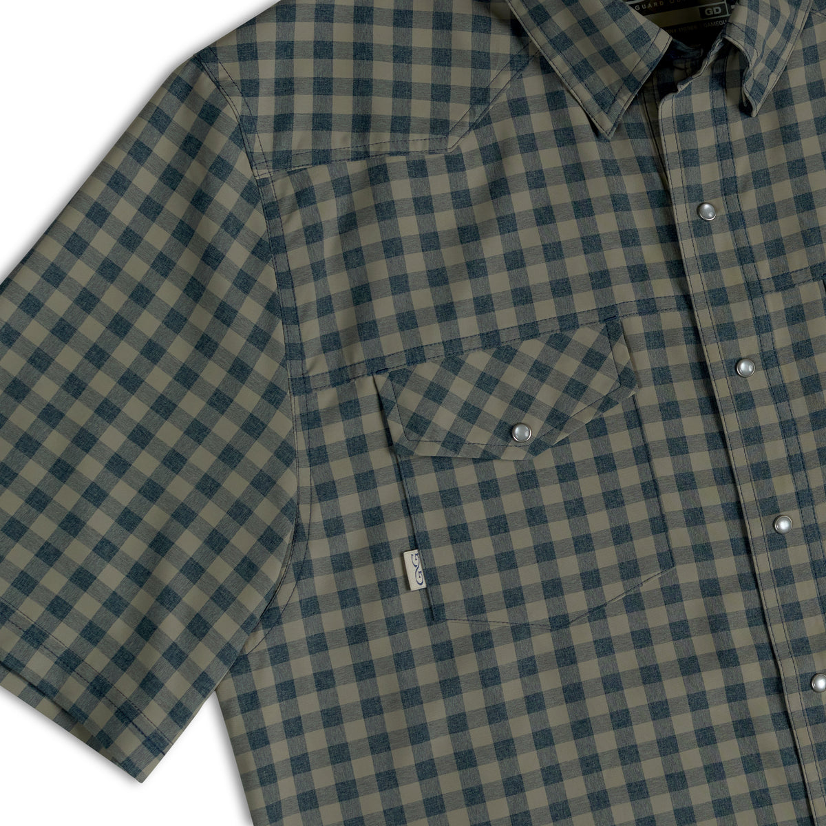 Men's Mesquite Pearl Snap Shirt by GameGuard, featuring a button-down front and Western-style design in durable fabric.