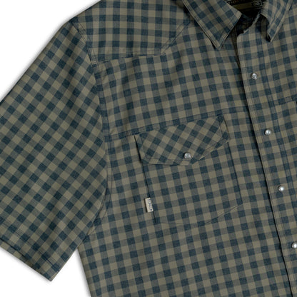Men's Mesquite Pearl Snap Shirt by GameGuard, featuring a button-down front and Western-style design in durable fabric.