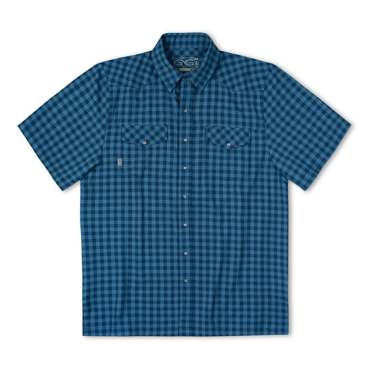 Slate pearl snap shirt by GameGuard, men's button-up shirt with pearl snap closures and a classic Western style.