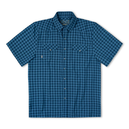Slate pearl snap shirt by GameGuard, men's button-up shirt with pearl snap closures and a classic Western style.