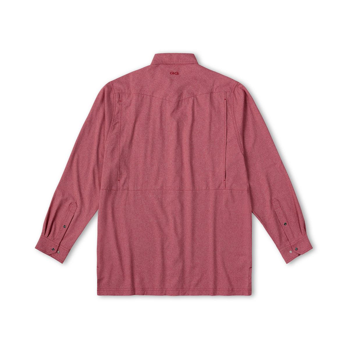 Crimson Pearl Snap Shirt by GameGuard, long sleeve Western-style pearl snap shirt with chest pockets and button cuffs.