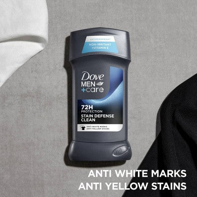 Dove Men+Care 72hr Antiperspirant & Deodorant Stick Stain Defense Clean 2.7oz/2ct - New