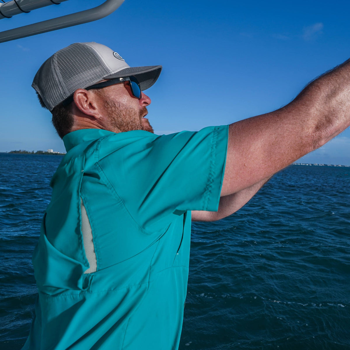 GameGuard Mahi Original Shirt showing a casual, vibrant shirt with a tropical Mahi fish design, ideal for relaxed outdoor wear.