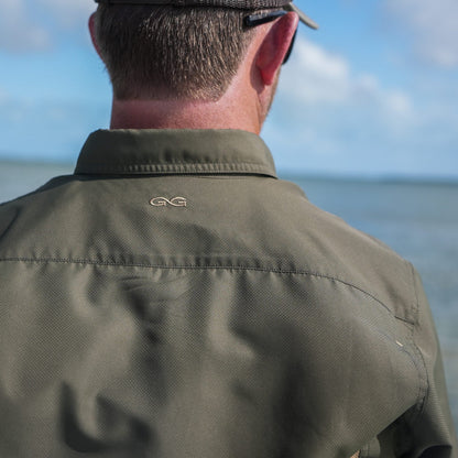 GameGuard Agave Original Long Sleeve Shirt in green, featuring a tropical agave print and casual fit.